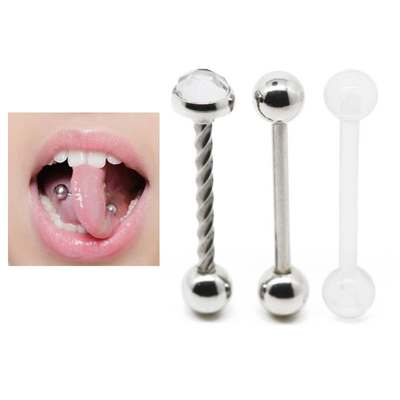 Joyería de acero quirúrgica material de acrílico de la lengua del Barbell 14G del tornillo
