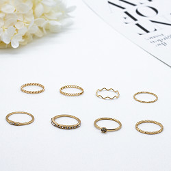 Boda ajustable Ring Set Alloy Gold Transparent Diamond Ring 5pcs del titanio del abrazo