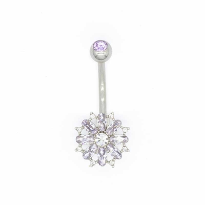 El ombligo púrpura de Crystal Body Piercings Jewellery Round suena el acero inoxidable 316