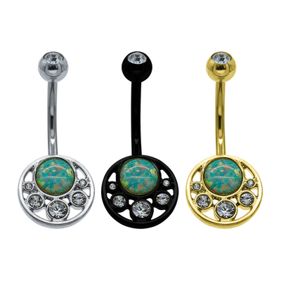 Mujeres inoxidables de la joyería del cuerpo de acero de Opal Design Belly Ring Jewelry de los cristales