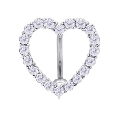 Perforación de plata de la joyería del ombligo de Ring Shiny Zircons Love Heart del ombligo