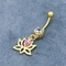 El oro inoxidable de la joyería de 316 perforaciones del cuerpo de acero plateó a Lotus Dangle Pink Gem