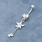 ombligo de plata de la borla de 12m m que perfora la joyería inoxidable del cuerpo de acero del diamante 316 redondos
