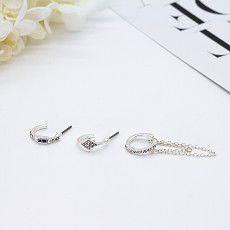 El traje de plata Diamond Cartilage Hoop Earrings Princess cortó a Diamond Stud Earrings