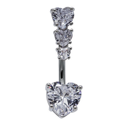 Los anillos de Diamond Clip On Belly Button de la flor de la nieve agarran la determinación del acero quirúrgico del grado del embutido